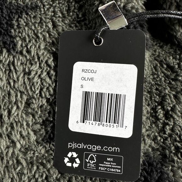 NWT PJ Salvage Cozy Button Up Jacket w/ Pockets in Olive Green Black Stars Small - Picture 8 of 16